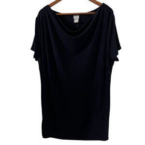 Chico's Travelers NEW Scoop Short Sleeve Slinky Top in Black Size 3/XL